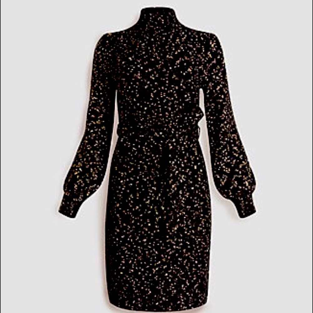 Shimmer mock neck sweater dress